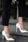 Hillar Beyaz Cilt Stiletto Ayakkabı