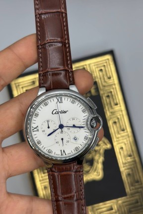 Cartier Bordo Deri Kordon Erkek Saat | S729