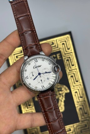Cartier Bordo Deri Kordon Erkek Saat | S729