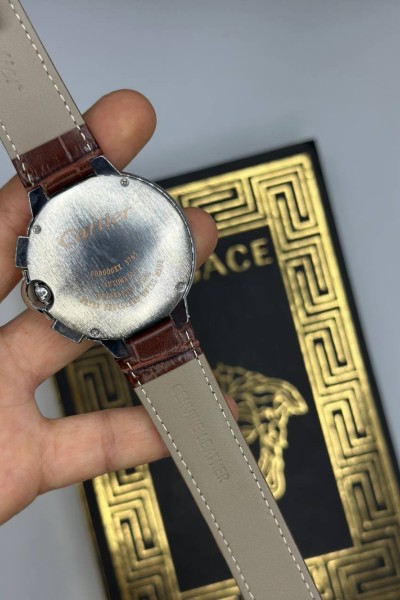 Cartier Bordo Deri Kordon Erkek Saat | S729