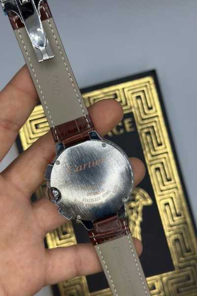 Cartier Bordo Deri Kordon Erkek Saat | S729