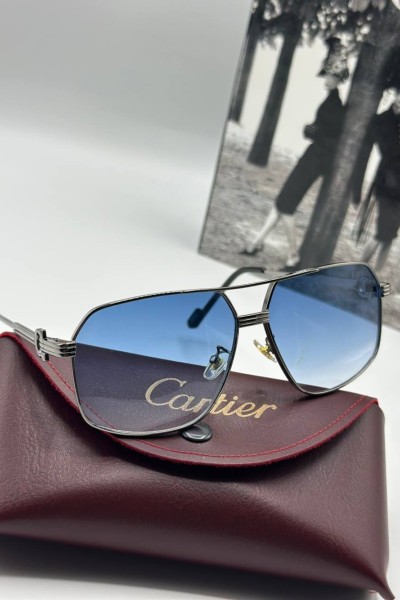 Cartier Gök Mavi İthal Erkek Güneş Gözlüğü  G1632-VLLZ