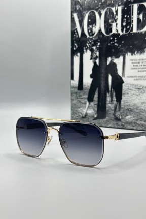 Cartier Gold Çerçeve Siyah Cam Erkek Güneş Gözlüğü G1392-VLLZ