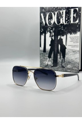 Cartier Gold Çerçeve Siyah Cam Erkek Güneş Gözlüğü G1392-VLLZ