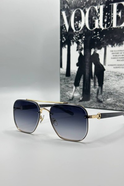 Cartier Gold Çerçeve Siyah Cam Erkek Güneş Gözlüğü G1392-VLLZ