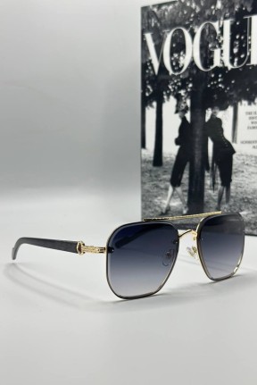 Cartier Gold Çerçeve Siyah Cam Erkek Güneş Gözlüğü G1392-VLLZ