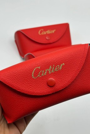 Cartier Kırmızı Deri Gözlük Kılıf GK131