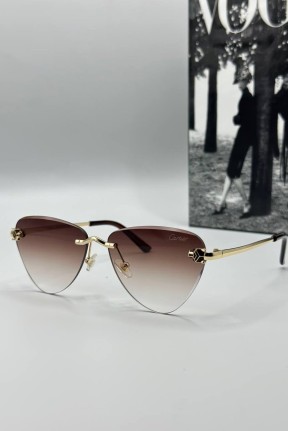 Cartier Kahve Cam Kadın Güneş Gözlüğü G1359-VLL Cartier Kahve Cam Kadın Güneş Gözlüğü G1359-VLL