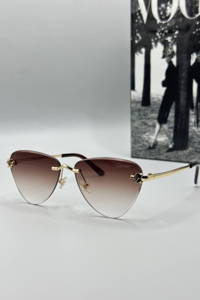 Cartier Kahve Cam Kadın Güneş Gözlüğü G1359-VLL Cartier Kahve Cam Kadın Güneş Gözlüğü G1359-VLL