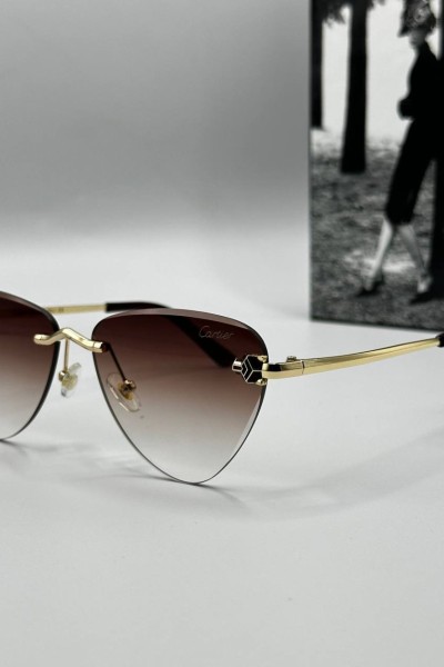 Cartier Kahve Cam Kadın Güneş Gözlüğü G1359-VLL Cartier Kahve Cam Kadın Güneş Gözlüğü G1359-VLL