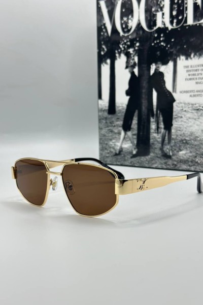 Celine Metal Kasa Kahve Cam Gold Çerçeve Unisex Güneş Gözlüğü  G1379-ILY