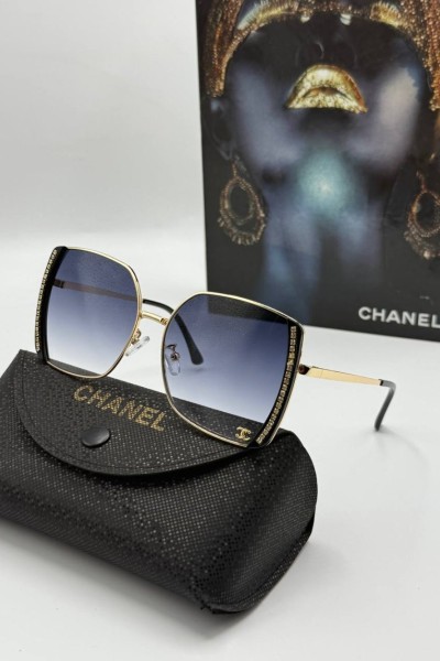 Chanel Taşlı Gold Çerçeve Siyah Kadın Güneş Gözlüğü  G1905