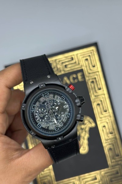 Hublot Geneve Deri Kordon Siyah Erkek Saat | S728 Hublot Geneve Deri Kordon Siyah Erkek Saat | S728