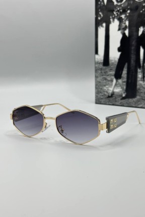 Miu Miu  Gold Çerçeve Sİyah Cam Kadın Güneş Gözlük  G1352-VLL