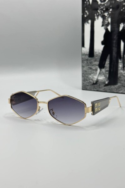 Miu Miu  Gold Çerçeve Sİyah Cam Kadın Güneş Gözlük  G1352-VLL