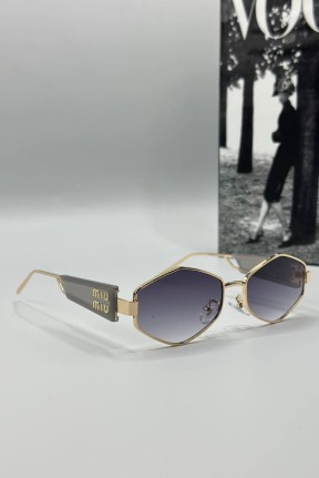 Miu Miu  Gold Çerçeve Sİyah Cam Kadın Güneş Gözlük  G1352-VLL