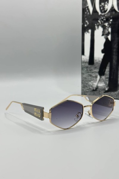 Miu Miu  Gold Çerçeve Sİyah Cam Kadın Güneş Gözlük  G1352-VLL