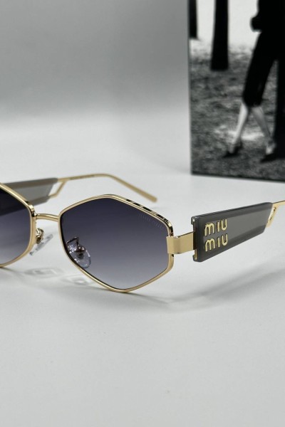Miu Miu  Gold Çerçeve Sİyah Cam Kadın Güneş Gözlük  G1352-VLL