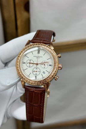 Patek Philippe Kahverengi Deri Kordon Erkek Kol Saati | S748 Patek Philippe Kahverengi Deri Kordon Erkek Kol Saati | S748