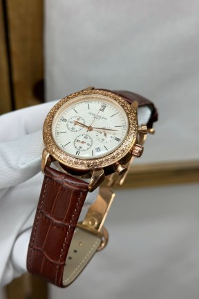 Patek Philippe Kahverengi Deri Kordon Erkek Kol Saati | S748 Patek Philippe Kahverengi Deri Kordon Erkek Kol Saati | S748