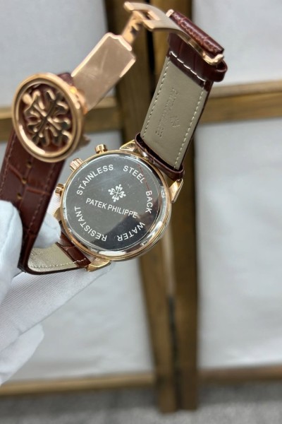 Patek Philippe Kahverengi Deri Kordon Erkek Kol Saati | S748