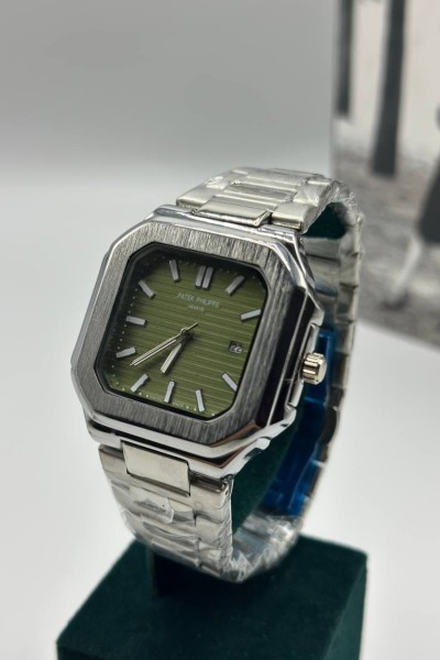 Patek Philippe Gümüş Yeşil Kadran Erkek Kol Saat S806-VLL Patek Philippe Gümüş Yeşil Kadran Erkek Kol Saat S806-VLL