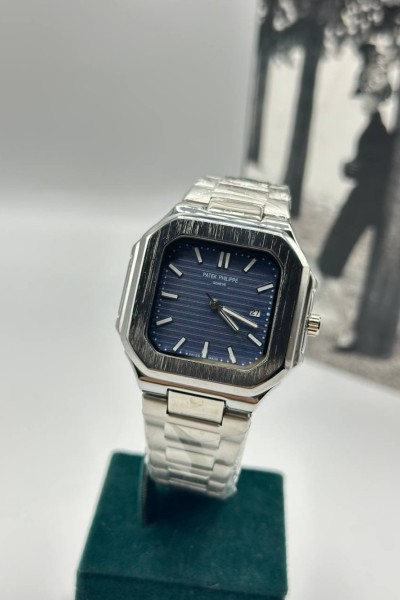 Patek Philippe Gümüş Mavi Kadran Erkek Kol Saat S807-VLL Patek Philippe Gümüş Mavi Kadran Erkek Kol Saat S807-VLL