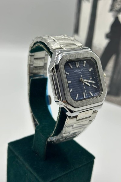 Patek Philippe Gümüş Mavi Kadran Erkek Kol Saat S807-VLL Patek Philippe Gümüş Mavi Kadran Erkek Kol Saat S807-VLL