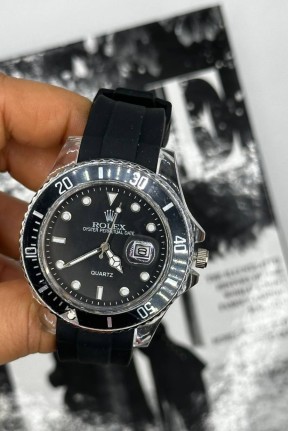 Rolex Crystal Perpetual Date Siyah Erkek Kol Saati S516 Rolex Crystal Perpetual Date Siyah Erkek Kol Saati S516
