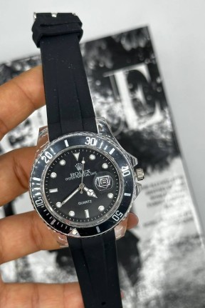 Rolex Crystal Perpetual Date Siyah Erkek Kol Saati S516 Rolex Crystal Perpetual Date Siyah Erkek Kol Saati S516