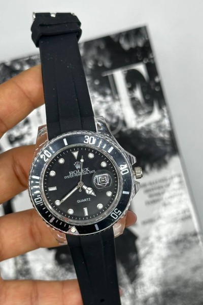 Rolex Crystal Perpetual Date Siyah Erkek Kol Saati  S516