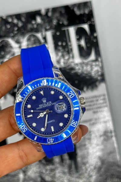 Rolex Crystal Perpetual Date Mavi Erkek Kol Saati  S517