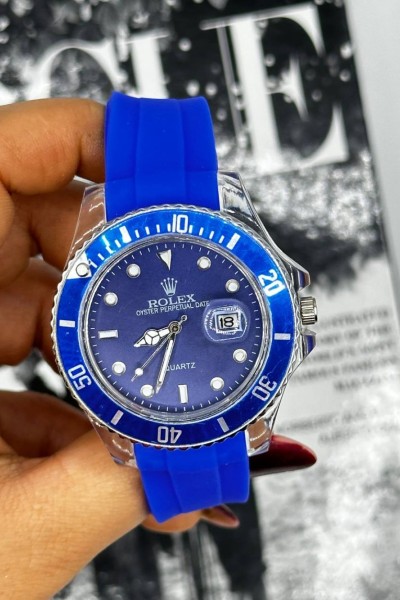 Rolex Crystal Perpetual Date Mavi Erkek Kol Saati  S517