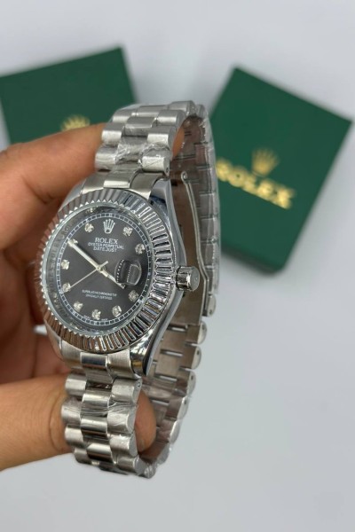 Rolex DateJust Taşlı Gümüş Erkek Kol Saat S813-VLL Rolex DateJust Taşlı Gümüş Erkek Kol Saat S813-VLL