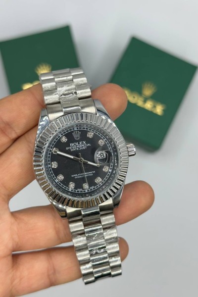 Rolex DateJust Taşlı Gümüş Erkek Kol Saat S813-VLL Rolex DateJust Taşlı Gümüş Erkek Kol Saat S813-VLL