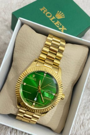 Rolex Gold Yeşil Kadran Erkek Kol Saati S577 Rolex Gold Yeşil Kadran Erkek Kol Saati S577