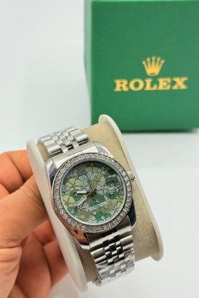 Rolex Gümüş Yeşil Kadran Kadın Saat S721-VLL Rolex Gümüş Yeşil Kadran Kadın Saat S721-VLL