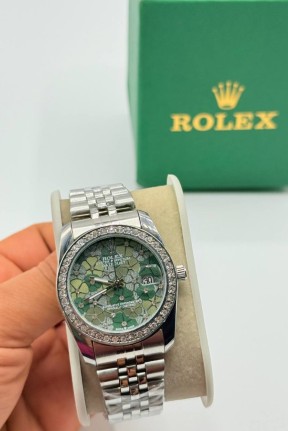 Rolex Gümüş Yeşil Kadran Kadın Saat S721-VLL Rolex Gümüş Yeşil Kadran Kadın Saat S721-VLL