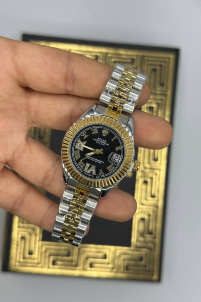 Rolex Lux Gold-Gümüş Kadın Kol Saat S851