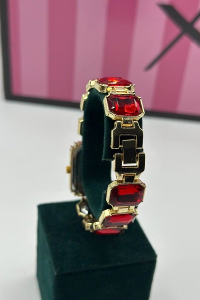 Swarovski Gold-Kırmızı Kadın Kol Saati S792