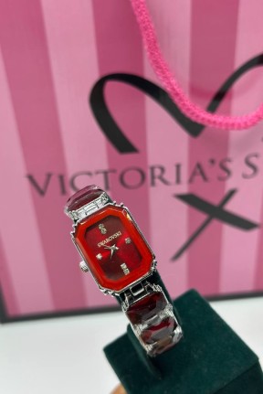 Swarovski Gümüş-Kırmızı Kadın Kol Saati S793