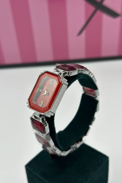 Swarovski Gümüş-Kırmızı Kadın Kol Saati S793