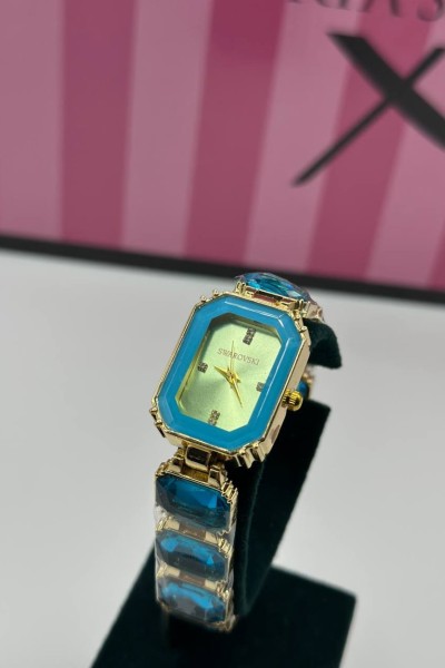 Swarovski Turkuaz-Gold Kadın Kol Saati S800 Swarovski Turkuaz-Gold Kadın Kol Saati S800