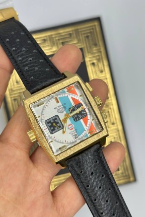 TAG Heuer Monaco Gold - Deri Kordon Erkek Kol Saat S790-VLL