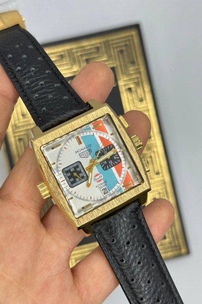 TAG Heuer Monaco Gold - Deri Kordon Erkek Kol Saat S790-VLL