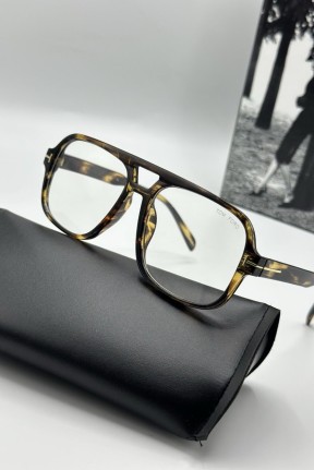 Tom Ford Leopar Çerçeve Şeffaf Cam Unisex Güneş Gözlüğü  G1981-VLL