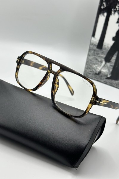 Tom Ford Leopar Çerçeve Şeffaf Cam Unisex Güneş Gözlüğü  G1981-VLL