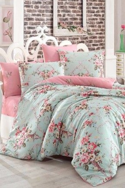 Eponj HomeÇift Kişilik Kolay Ütülenir Nevresim Takımı Alanur Mint-pembe Eponj HomeÇift Kişilik Kolay Ütülenir Nevresim Takımı Alanur Mint-pembe