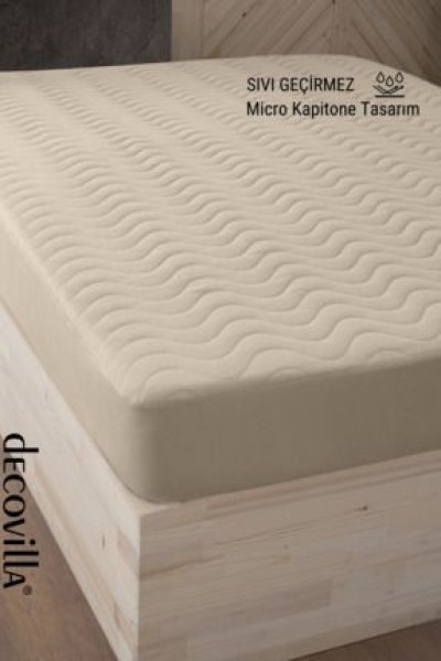 DecovillaMicro Kapitone Fitted Full Kenar Su Sıvı Geçirmez Yatak Koruyucu Alez Çarşaf Kum Beji DecovillaMicro Kapitone Fitted Full Kenar Su Sıvı Geçirmez Yatak Koruyucu Alez Çarşaf Kum Beji
