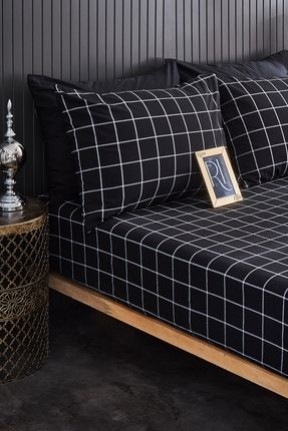Ricco LifesSiyah Ekoseli Çift Kişilik Lastikli Çarşaf 2 Yastık Kılıfı 160x200 Ricco LifesSiyah Ekoseli Çift Kişilik Lastikli Çarşaf 2 Yastık Kılıfı 160x200